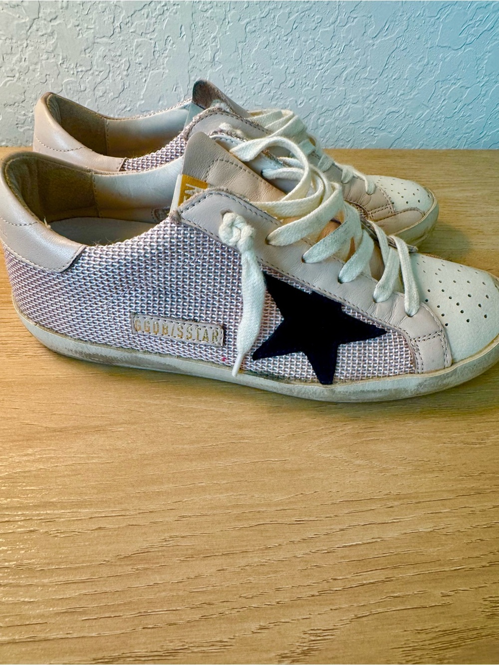 Golden Goose Pink & Navy Star Superstar Sneakers - size 37